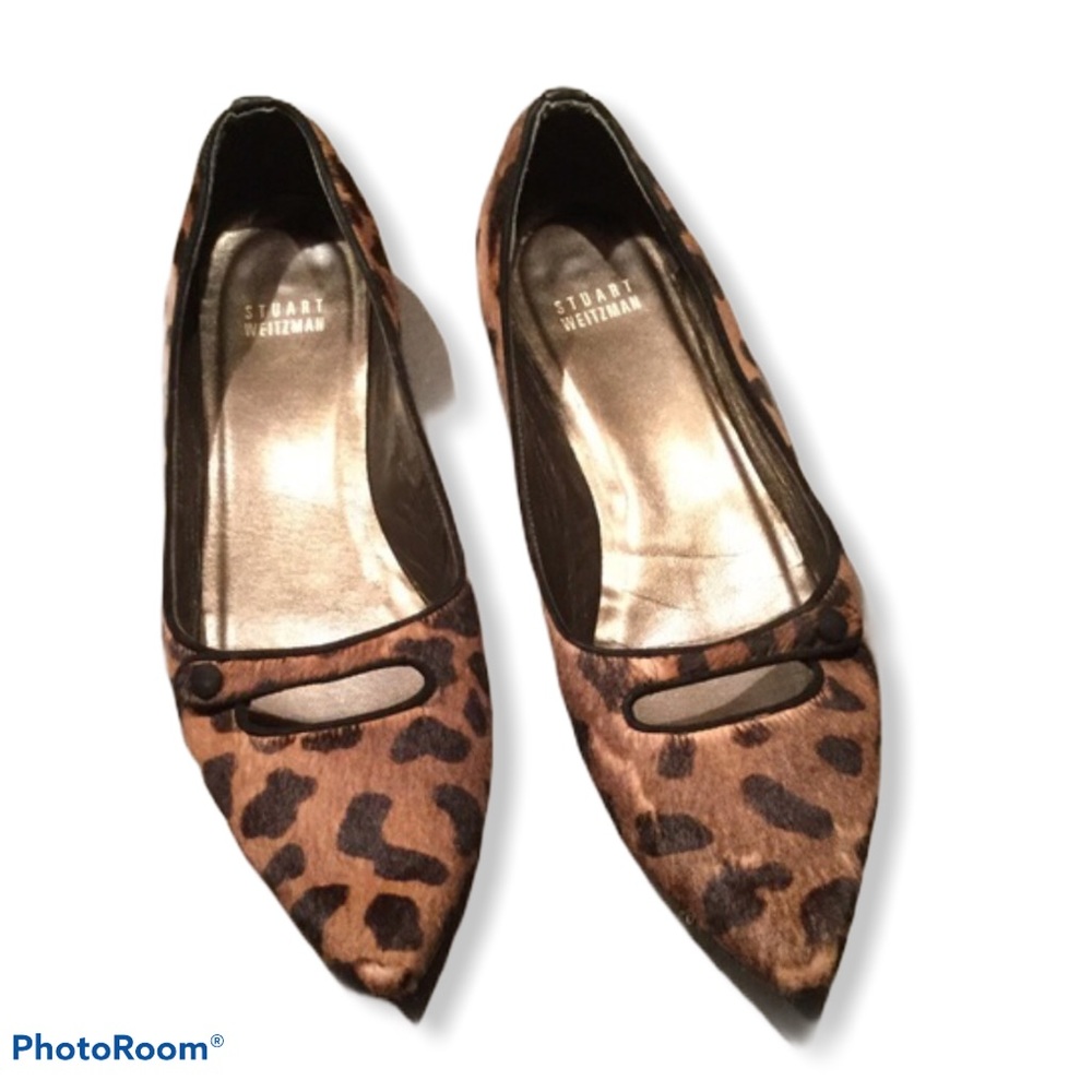 Stuart Weitzman Leopard Pony Hair Flats size 8